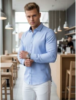 Pánska elegantná hladká modrá košeľa SLIM FIT FashionStreet DX2613