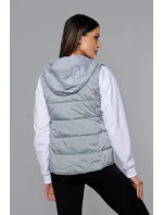 Šedo-limetková dámska vesta s látkovou kapucňou (DW-21604) Šedo-limetková dámska vesta s látkovou kapucňou (DW-21604)