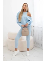 3-dielny set mikina + top + legíny modrá