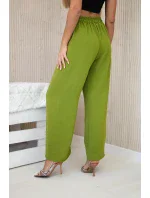Nohavice so širokými nohavicami olivové