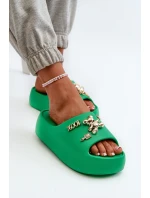 Klapki Damskie Lekkie Piankowe Z Ozdobami Zielone Orchia