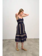 Dámske šaty 16501 Tmavomodré s béžovým vzorom - Vamp Dámske šaty 16501 Tmavomodré s béžovým vzorom - Vamp