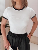 Dámske bavlnené tričko s LUMINASI biele FashionStreet RY2887 Dámske bavlnené tričko s LUMINASI biele FashionStreet RY2887