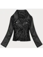 Čierna dámska bunda ramoneska s golierom (11Z8097) Čierna dámska bunda ramoneska s golierom (11Z8097)