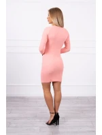 Šaty s ozdobnými gombíkmi marhuľová