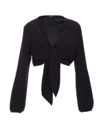 M861 Krátky top so zaväzovaním vpredu - čierny