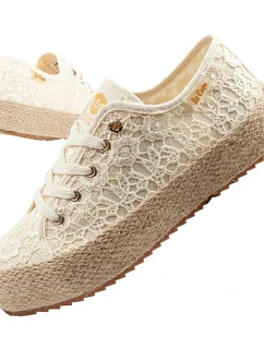 Lee Cooper Dámske šnurovacie športové topánky Beige Dámske tenisky na platforme