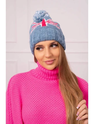 Dámska čiapka s brmbolcom Elizabeth K386 denim