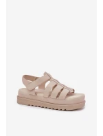 Sandały Damskie Na Platformie Eko Zamszowe Beżowe Filisenia