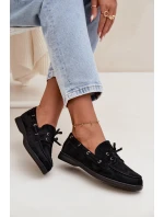 Półbuty Mokasyny Damskie Z Wiązaniem Czarne Calivra