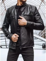 Pánska kožená bunda čierna FashionStreet TX4228