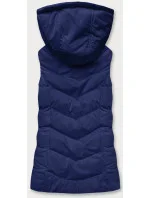 Tmavomodrá páperová dámska vesta s kapucňou (5M720-215) Tmavomodrá páperová dámska vesta s kapucňou (5M720-215)