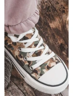 Dziecięce Wysokie Trampki Na Suwak Beżowo-Zielone Filemon