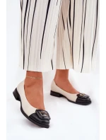 Skórzane Baleriny Z Ozdobą D&A MK51-059 Beżowe