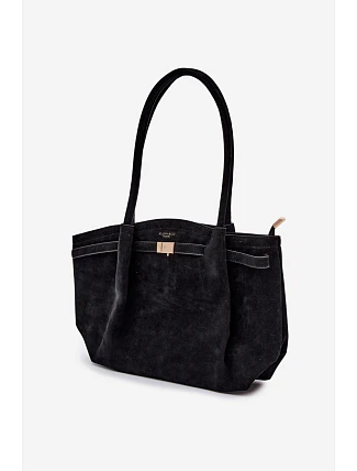 Shopper kabelka z eko semiše Černá Elleea