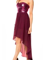 Dámske spoločenské šaty korzetové MAYAADI s asymetrickou sukňou fialové - Fialová - MAYAADI