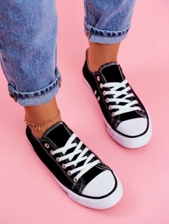 Damskie Klasyczne Trampki Czarne z Białą Podeszwą Omerta