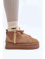 Śniegowce Na Platformie Ze Wzorem Jasnobrązowe Udra