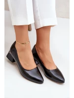 Skórzane Czółenka Lewski 3118 Czarne