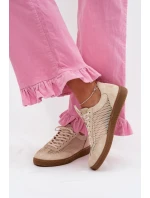 Kožené semišové dámské tenisky s síťovinou Zazoo N1142 Béžové