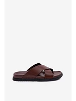 Pánske kožené papuče Big Star TT174218 Dark brown