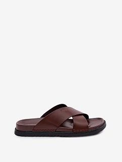 Pánske kožené papuče Big Star TT174218 Dark brown