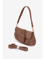 Eko semišová kabelka s cvočky tmavě béžová Clarielle