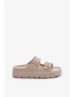 Dámske béžové penové papuče Melorea na platforme