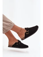 Klapki Chodaki Damskie Ocieplane Futerkiem Z Klamrą Czarne Sylisse