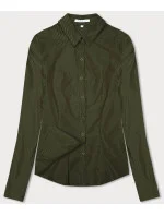 Dámska strieborná pruhovaná khaki košeľa (AWT0111)
