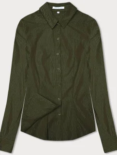 Koszula damska w srebrne paseczki khaki (AWT0111)