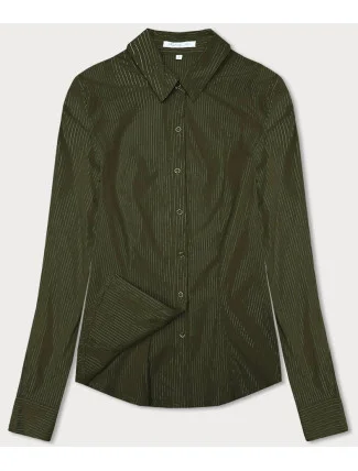 Dámska strieborná pruhovaná khaki košeľa (AWT0111)