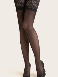 Calze Exclusive Dámske samodržiace pančuchy nero - GABRIELLA