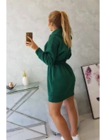 Zateplené šaty s kapucňou tmavo zelené