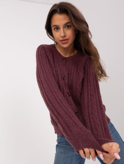 Tmavo fialový sveter s káblami