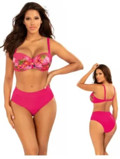 Dámske dvojdielne plavky Bali 2 S730BL2-1 tm. ružová-kvety - Self