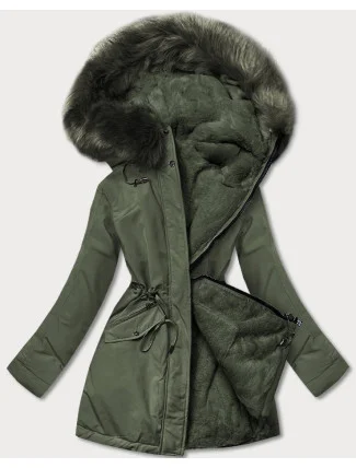Teplá dámska zimná obojstranná bunda khaki (w610big)