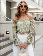 Dámska pruhovaná blúzka SPRIAN green FashionStreet RY2464 Dámska pruhovaná blúzka SPRIAN green FashionStreet RY2464