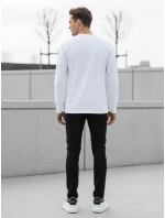 FashionStreet pánske biele tričko s dlhým rukávom LX0579
