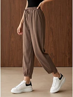 Dámske joggerové nohavice s gumou v páse, hnedé, FashionStreet UY3154 Dámske joggerové nohavice s gumou v páse, hnedé, FashionStreet UY3154