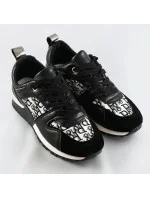 Čierne dámske tenisky adidasky so zvýšenou podrážkou (666-20)