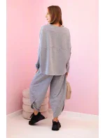Bavlnená mikina nohavice set šedá melanž