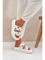 Piankowe Klapki Damskie Z Przypinkami Białe Ravanala