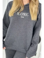 Izolovaná bavlnená súprava, mikina s vyšívacími + nohavicami Grafit Izolovaná bavlnená súprava, mikina s vyšívacími + nohavicami Grafit