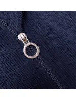 Tmavo modrý teplákový rebrovaný komplet s ozdobnými sťahovacími lemami (AMG-345A)