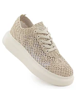 Dámske topánky na platforme so šnurovaním béžové Vinceza 17371