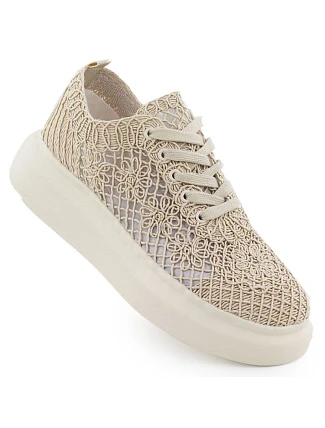 Dámske topánky na platforme so šnurovaním béžové Vinceza 17371