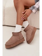 Zamszowe Śniegowce Damskie Na Platformie Vinceza 97962 Beżowe