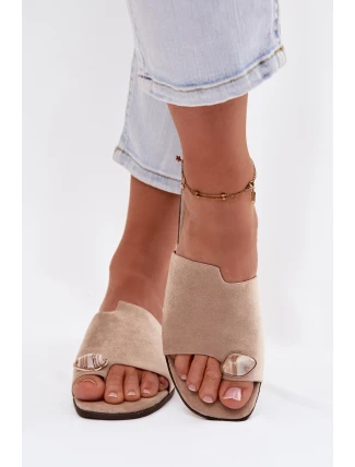 Dámské ploché sandály s ozdobným detailem ekologické semišové béžové Selavine