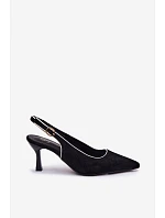 Dámské sandály na podpatku s lemovkou Černé Relmira